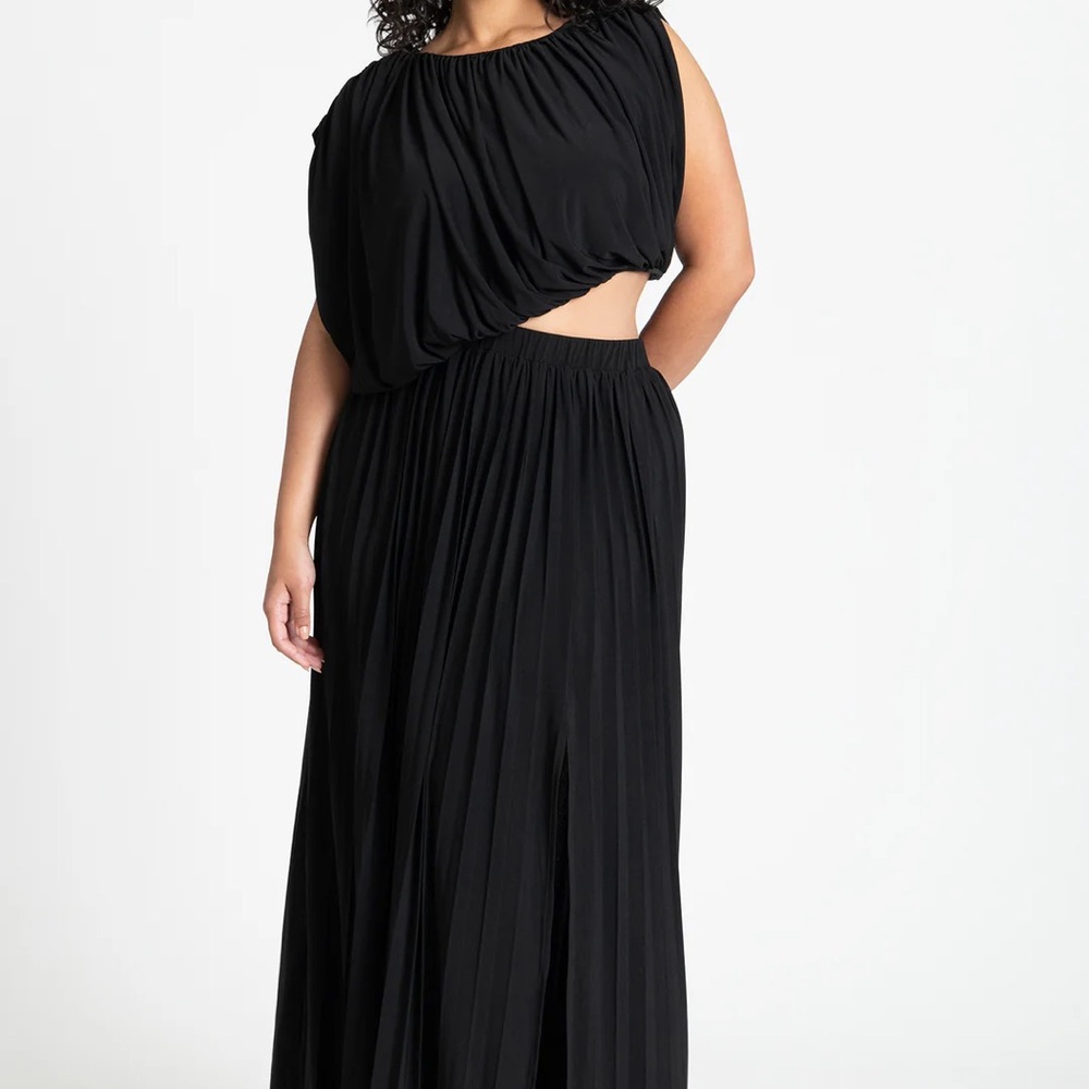 NWT Eloquii Asym Bodice Maxi Dress Black size 16